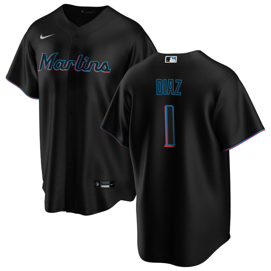 Nike Men #1 Isan Diaz Miami Marlins Baseball Jerseys Sale-Black